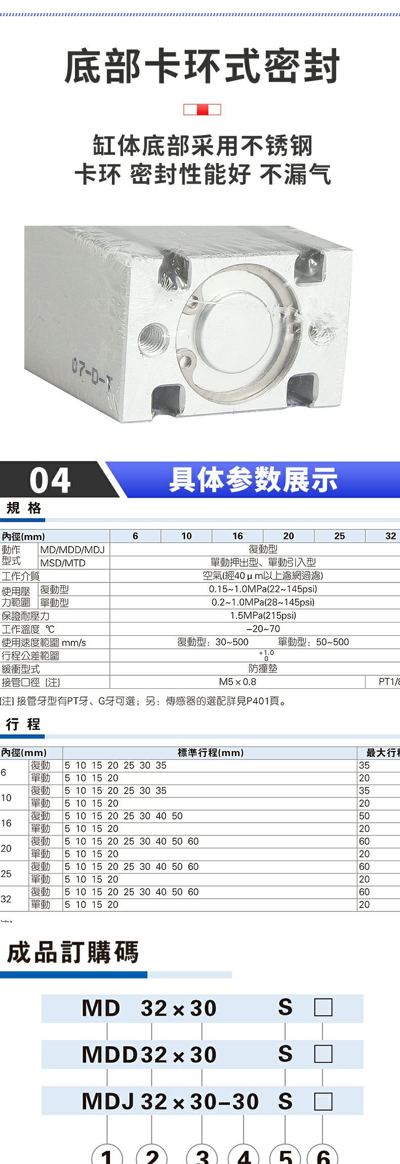 原装亚德客 自由安装气缸 MD25X5S MD25X10S MD25X15S MD25X20S