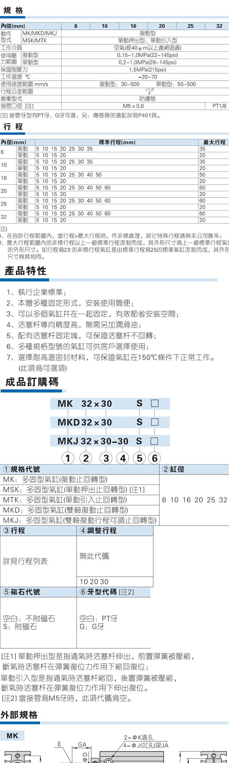 原装亚德客多位置固定气缸MK10X10X5X25X20X35X30X45X40-S