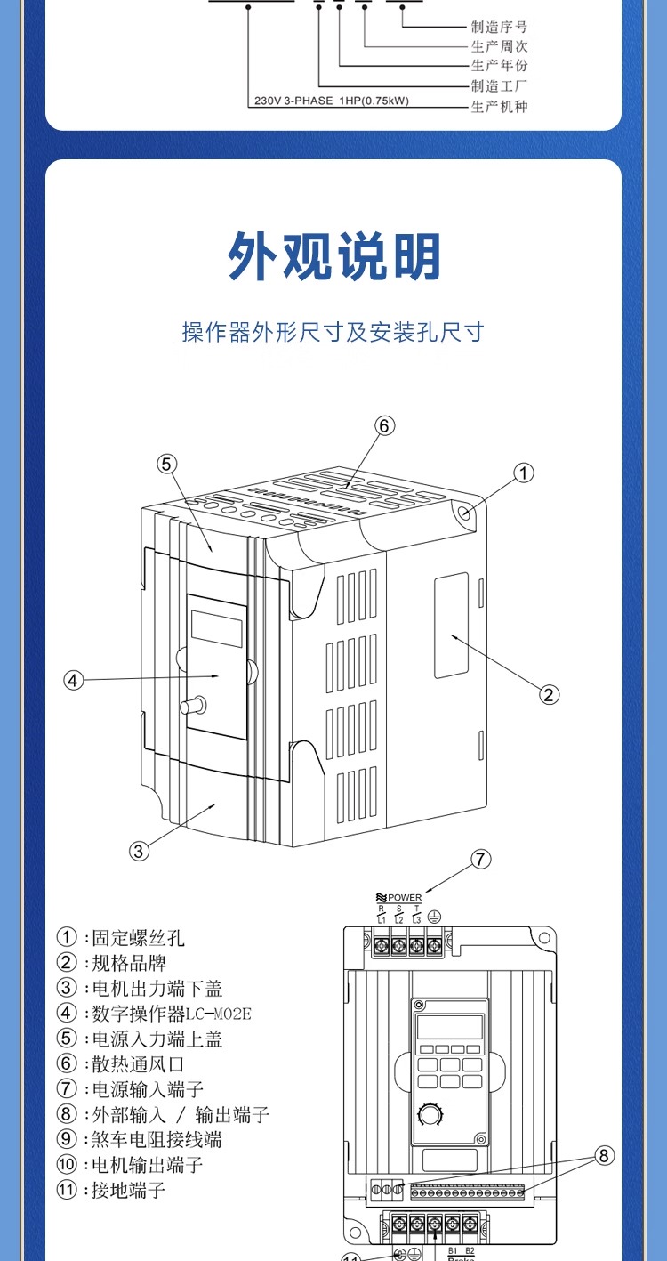 ̨ƵϵVFD007M43B 0.75KW 380V