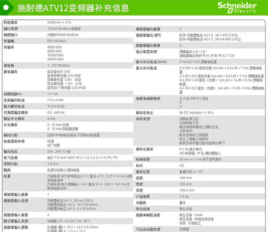 SCHNEIDER/ʩ͵µ ATV12ϵбƵ ATV12PU22M3